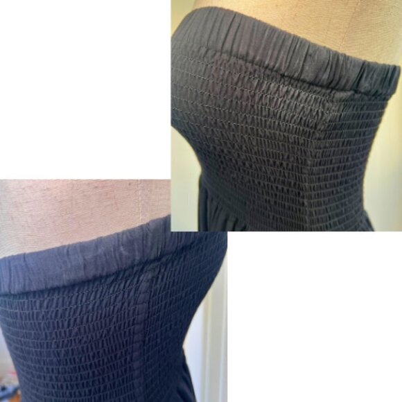 COTTON:ON Black Smocked Strapless High Low Midi Dress Size M - Picture 11 of 11